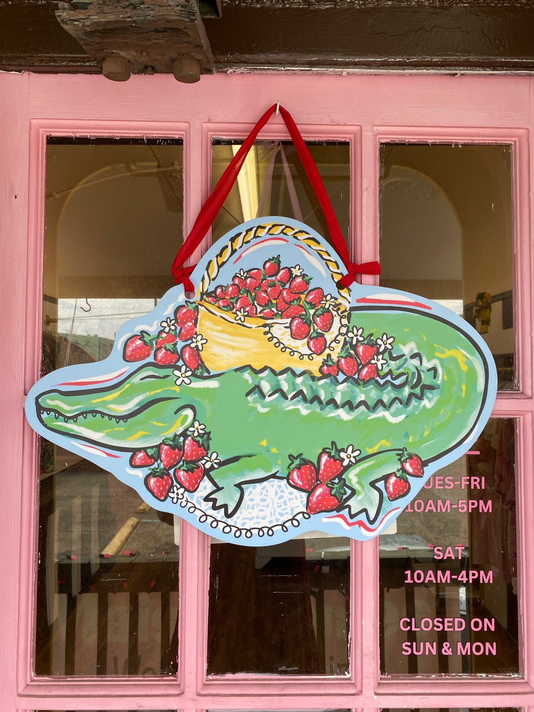 Strawberry Alligator Door Hanger