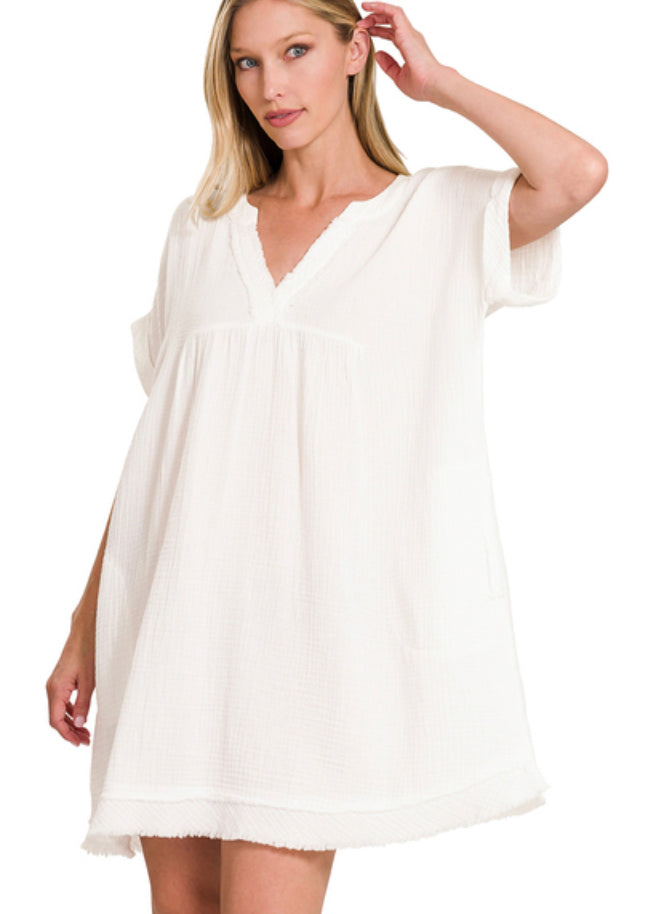 Gauze Dress-Off White