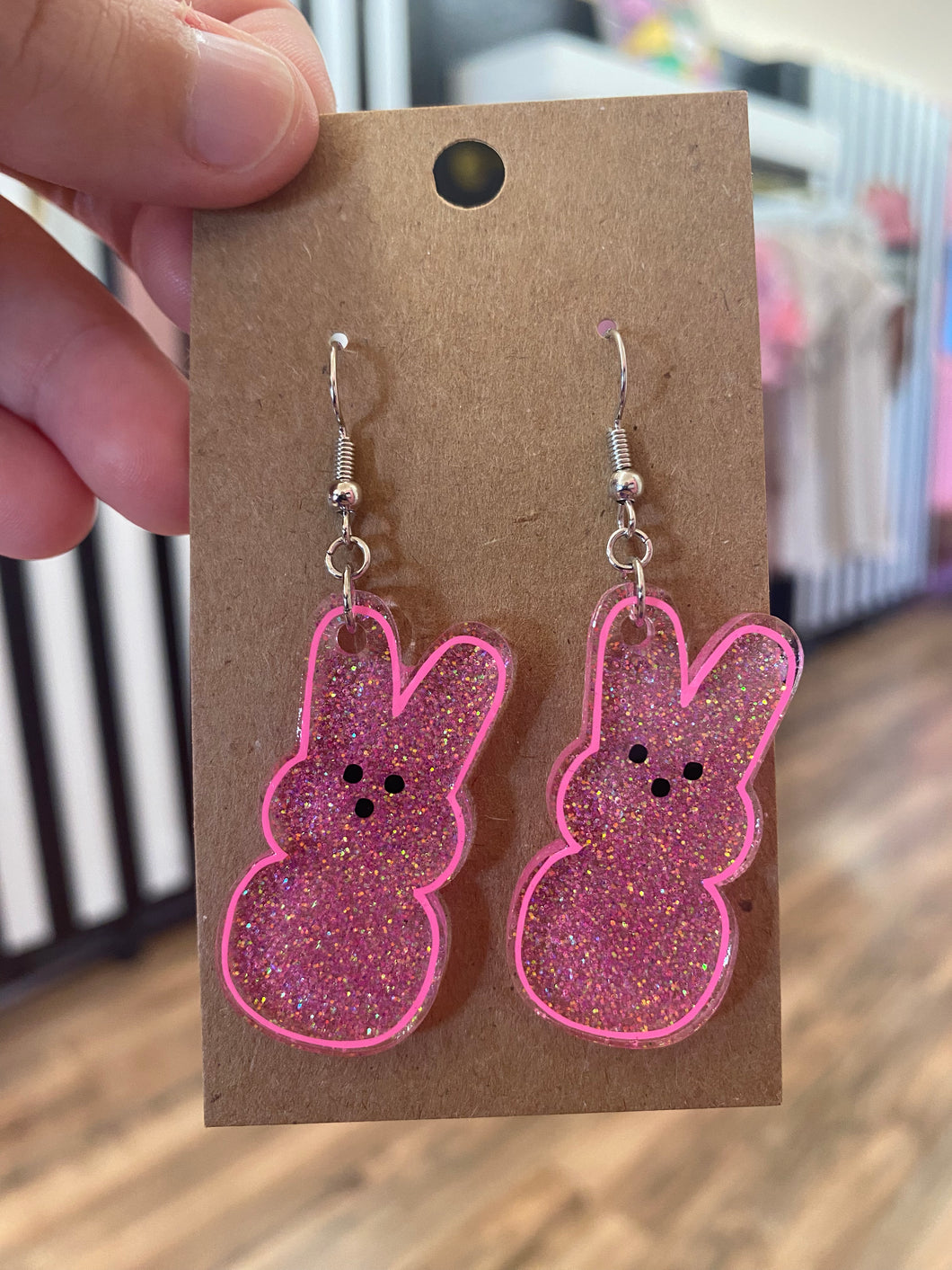Pink peep earrings